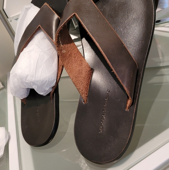 Banana Republic Men Sandals 100% Italian Leather - Picture 2 of 6